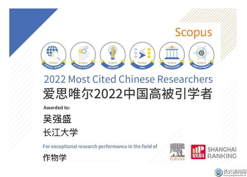 吳強(qiáng)盛教授榮膺愛思唯爾2022中國(guó)高被引學(xué)者